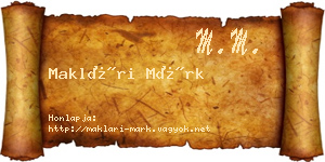 Maklári Márk névjegykártya